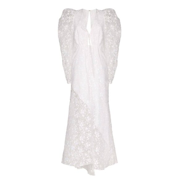 NWT Rosie Assoulin Victorian Dress Sz 4 White Organza Embroidered Floral Burnout - Picture 2 of 13